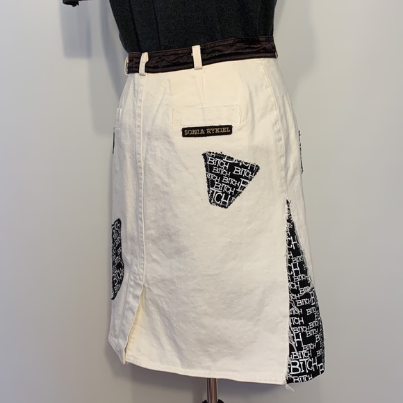 White Mini Skirt Bitch Vintage Upcycled Sonia Rykiel Festival Sustainable - Picture 6 of 8